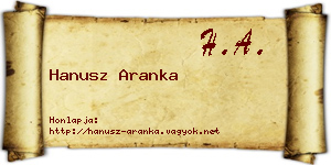 Hanusz Aranka névjegykártya